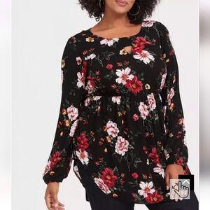 Torrid Babydoll Gauze Keyhole Front Tunic Top